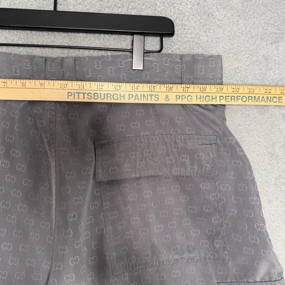 Gucci Mens GG Monogram Cargo Shorts Grey Jacquard Made in Italy Drawstring Waist